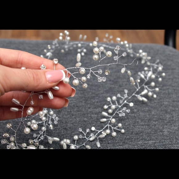 Large hair comb wedding crystal bride vine Pearl